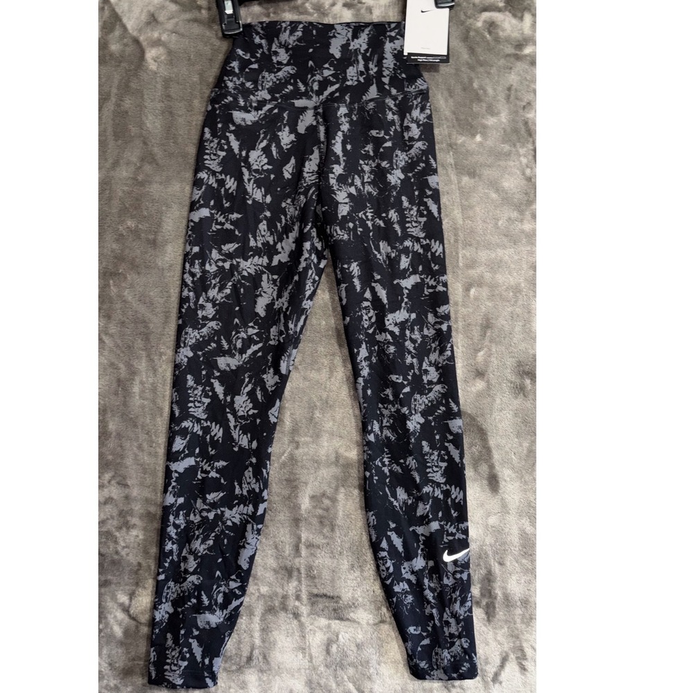 Nike One Dri-Fit Leggings Womens XS Black Abstract Print High‎ Waisted Workout